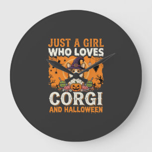 Corgi Halloween Heksenmeisje Vintage Horror Grote Klok