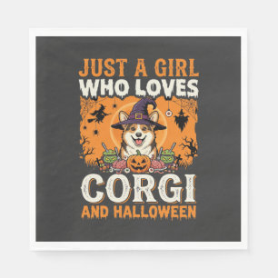 Corgi Halloween Heksenmeisje Vintage Horror Servet