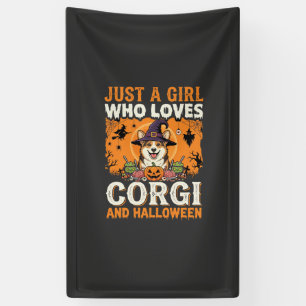 Corgi Halloween Heksenmeisje Vintage Horror Spandoek