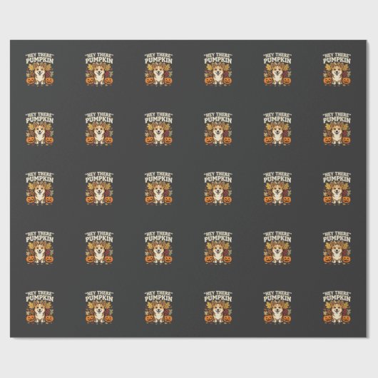 Corgi Halloween Hey There Pompoen Design Cadeaupapier (Vlak)
