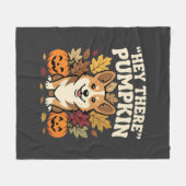 Corgi Halloween Hey There Pompoen Design Fleece Deken (Voorkant (Horizontaal))