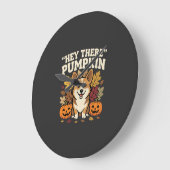 Corgi Halloween Hey There Pompoen Design Grote Klok (Hoek)