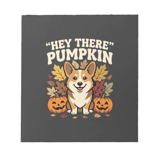 Corgi Halloween Hey There Pompoen Design Notitieblok (Voorkant)