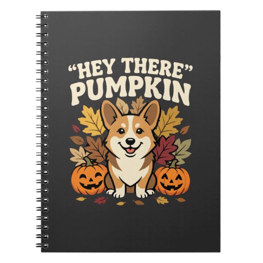Corgi Halloween Hey There Pompoen Design Notitieboek (Voorkant)