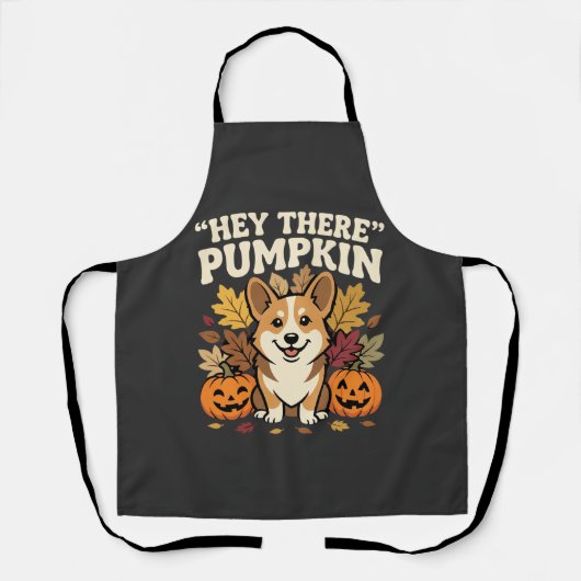 Corgi Halloween Hey There Pompoen Design Schort (Voorkant)