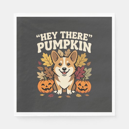 Corgi Halloween Hey There Pompoen Design Servet (Voorkant)