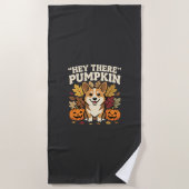 Corgi Halloween Hey There Pompoen Design Strandlaken (Voorkant)