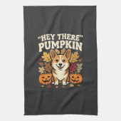 Corgi Halloween Hey There Pompoen Design Theedoek (Verticaal)