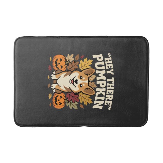 Corgi Halloween Hey There Pompoen Ontwerp Badmat (Voorkant)
