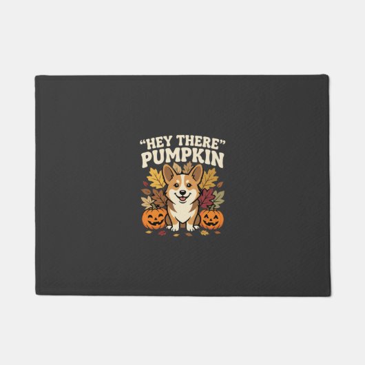 Corgi Halloween Hey There Pompoen Ontwerp Deurmat (Voorkant)