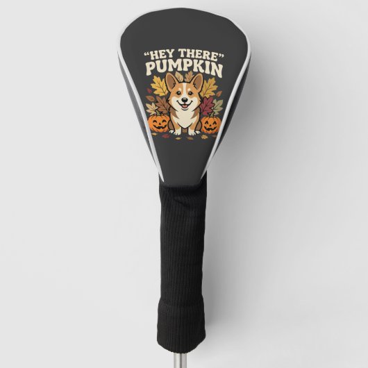 Corgi Halloween Hey There Pompoen Ontwerp Golfheadcover (Voorkant)