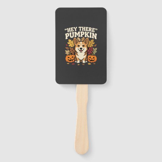 Corgi Halloween Hey There Pompoen Ontwerp Handwaaier (Voorkant)