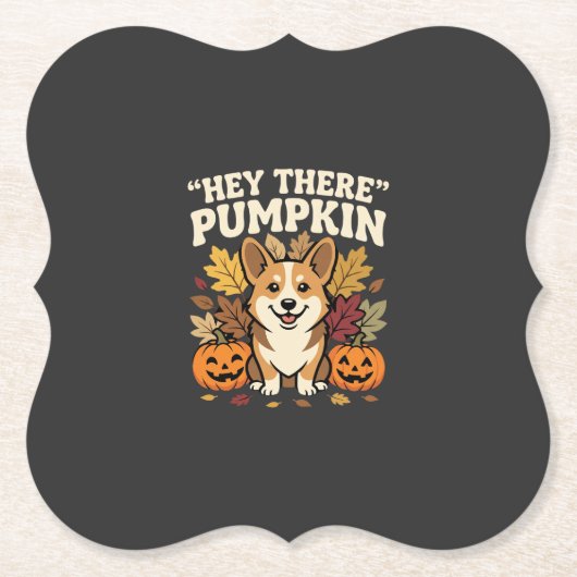 Corgi Halloween Hey There Pompoen Ontwerp Kartonnen Onderzetters (Voorkant)