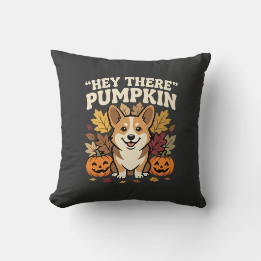 Corgi Halloween Hey There Pompoen Ontwerp Kussen (Voorkant)