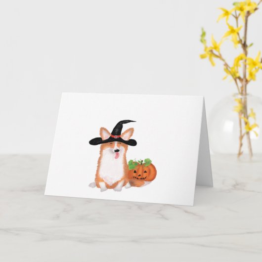 Corgi Halloween-kaart Kaart (Gele Bloem)