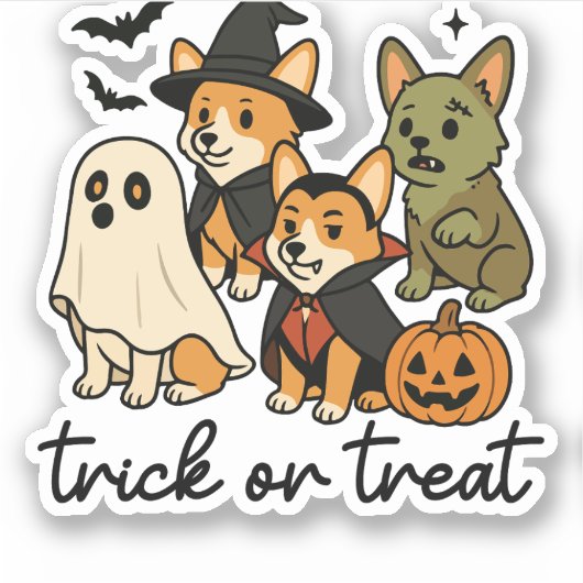 Corgi Halloween kostuum Sticker (Voorkant)