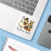 Corgi Halloween kostuum Sticker (Laptop met iPhone)