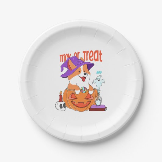 Corgi Halloween Papieren Bordje (Voorkant)