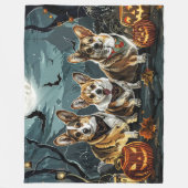 Corgi Halloween Spoken Fleece Deken (Voorkant)