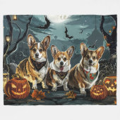 Corgi Halloween Spoken Fleece Deken (Voorkant (Horizontaal))