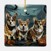 Corgi Halloween Spoken Keramisch Ornament (Achterkant)