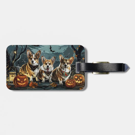 Corgi Halloween Spooky Bagagelabel (Achterkant horizontaal)