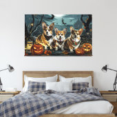 Corgi Halloween Spooky Canvas Afdruk (Insitu (Slaapkamer))