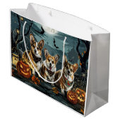 Corgi Halloween Spooky Groot Cadeauzakje (Achterkant Gekanteld)
