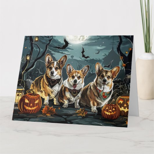 Corgi Halloween Spooky Kaart (Voorkant)