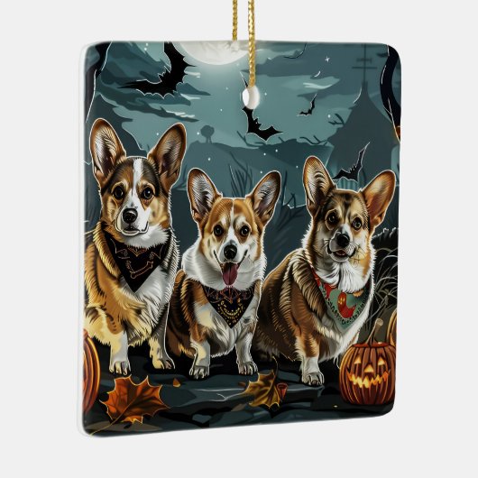 Corgi Halloween Spooky Keramisch Ornament (Rechts)