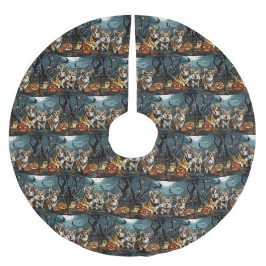 Corgi Halloween Spooky Kerstboom Rok (Voorkant)