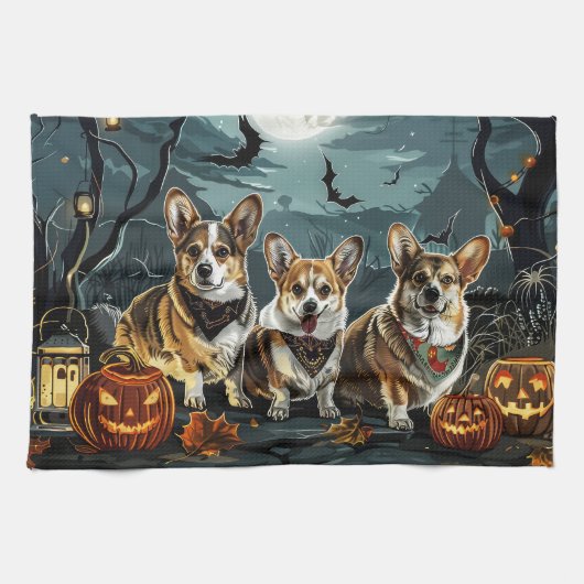 Corgi Halloween Spooky Theedoek (Horizontaal)