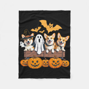 Corgi Halloween Trio Funny Spooky Hondenliefhebber Fleece Deken