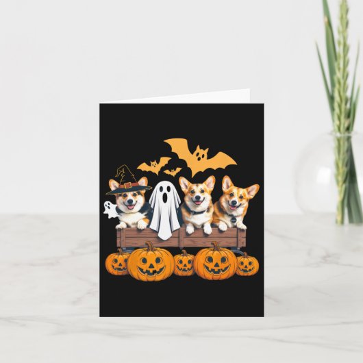 Corgi Halloween Trio Funny Spooky Hondenliefhebber Kaart (Voorkant)