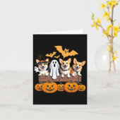 Corgi Halloween Trio Funny Spooky Hondenliefhebber Kaart (Gele Bloem)