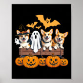 Corgi Halloween Trio Funny Spooky Hondenliefhebber Poster (Voorkant)