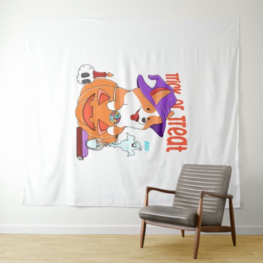 Corgi Halloween Wandkleed (In Situ (horizontaal))