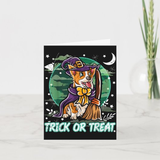 Corgi Happy Halloween Kostuum Heks Kaart (Voorkant)