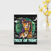 Corgi Happy Halloween Kostuum Heks Kaart (Gele Bloem)