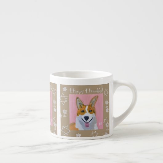 Corgi Happy Hanukkah Espresso Kop (Rechts)