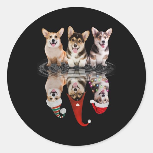 corgi happy kerstmis grappige walvishond ronde sticker (Voorkant)