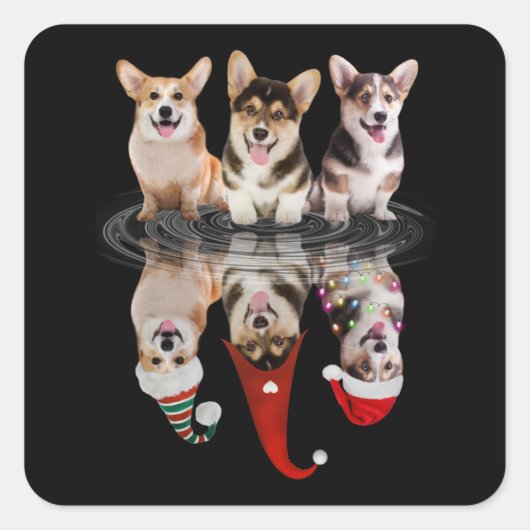 corgi happy kerstmis grappige walvishond vierkante sticker (Voorkant)