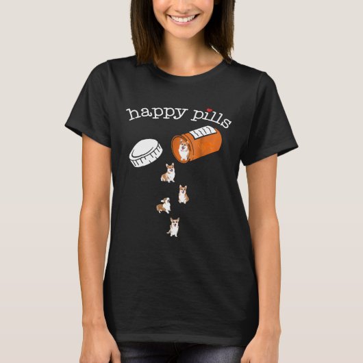 Corgi Happy Pills T-shirt (Voorkant)