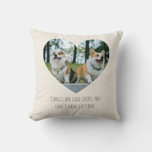 Corgi Hart Foto Sjabloon Warm Taupe Humor Cadeau Kussen