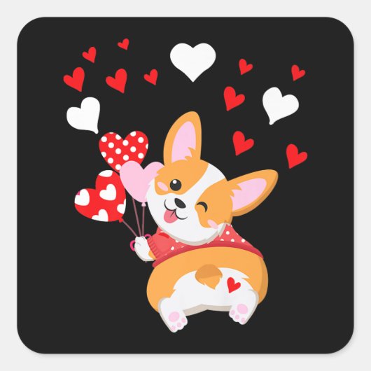 Corgi Heart, raad eens wat Corgi Butt Vierkante Sticker (Voorkant)