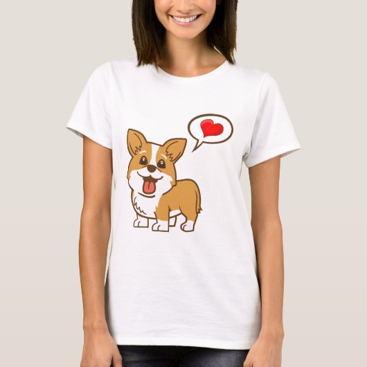 Corgi "Heart" Valentijnsdag T-Shirt (Voorkant)