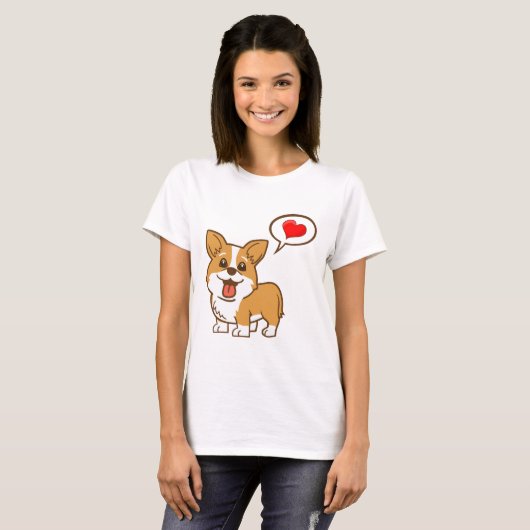 Corgi "Heart" Valentijnsdag T-Shirt (Voorkant volledig)