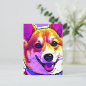 Corgi heldere, vette kleuren briefkaart (Staand voorkant)
