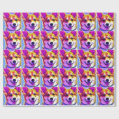 Corgi heldere, vette kleuren cadeaupapier (Vlak)