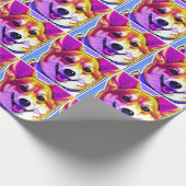 Corgi heldere, vette kleuren cadeaupapier (Hoek)